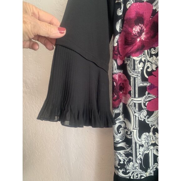 Alfani Retro Purple/white Floral Tunic Classic Stretchy Size Medium - Picture 2 of 5